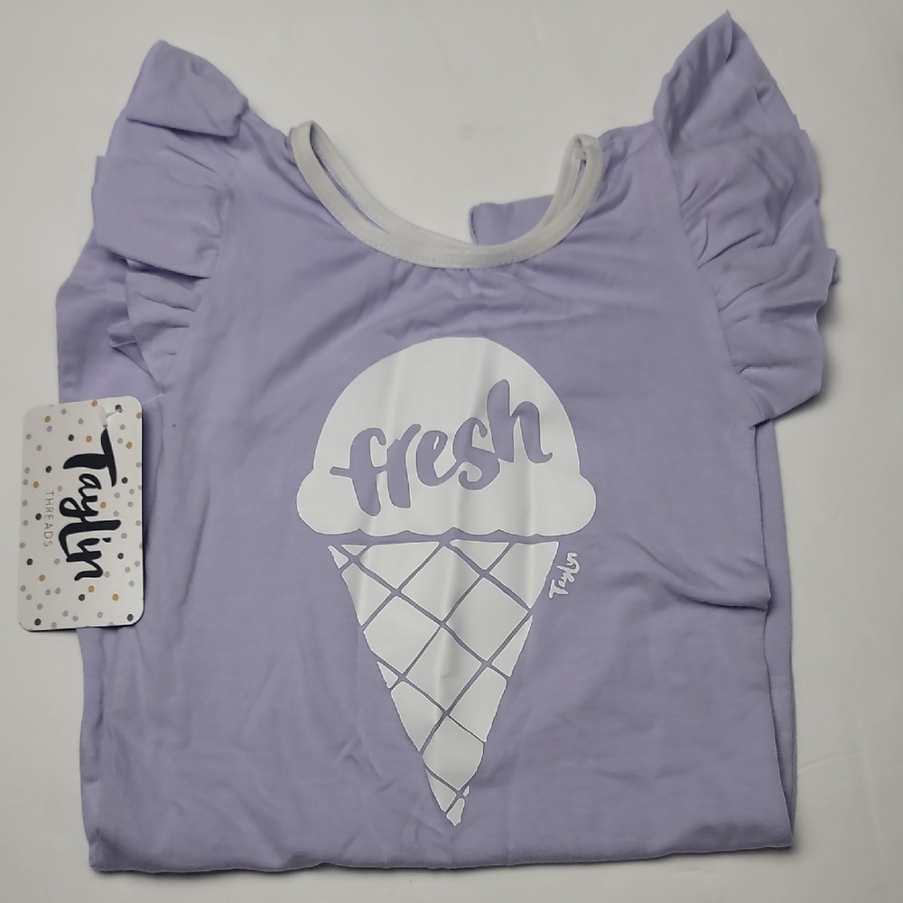 Taylin Threads Bamboo Organic ONESIE Flutter Sleeve JUMPER Purple Ice Cream